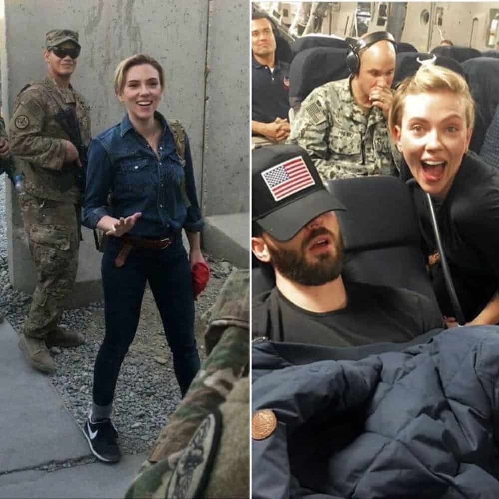 Hollywood Star Scarlett Johansson Spreads Holiday Joy With Troops At Bagram Air Base