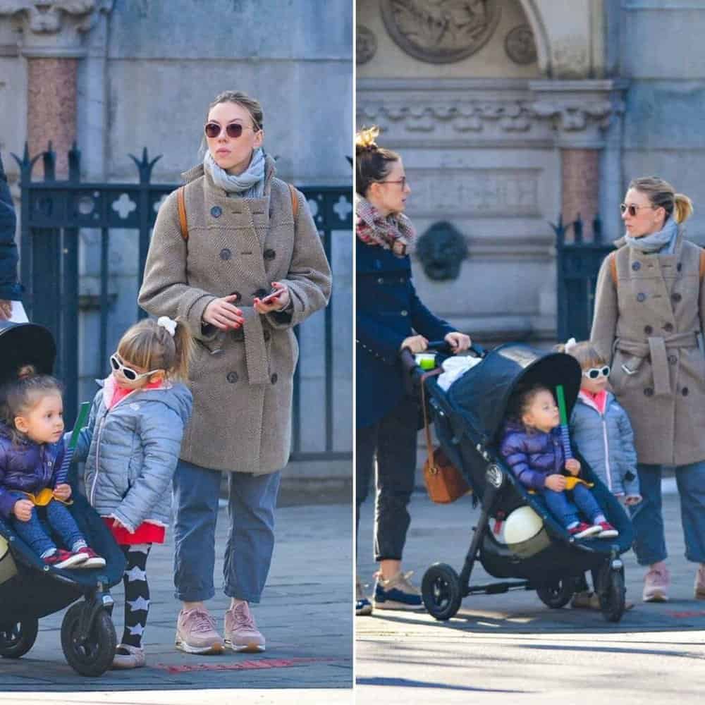 Scarlett Johansson Spotted In Stylish Tweed Coat While Strolling With Daughter In Nyc