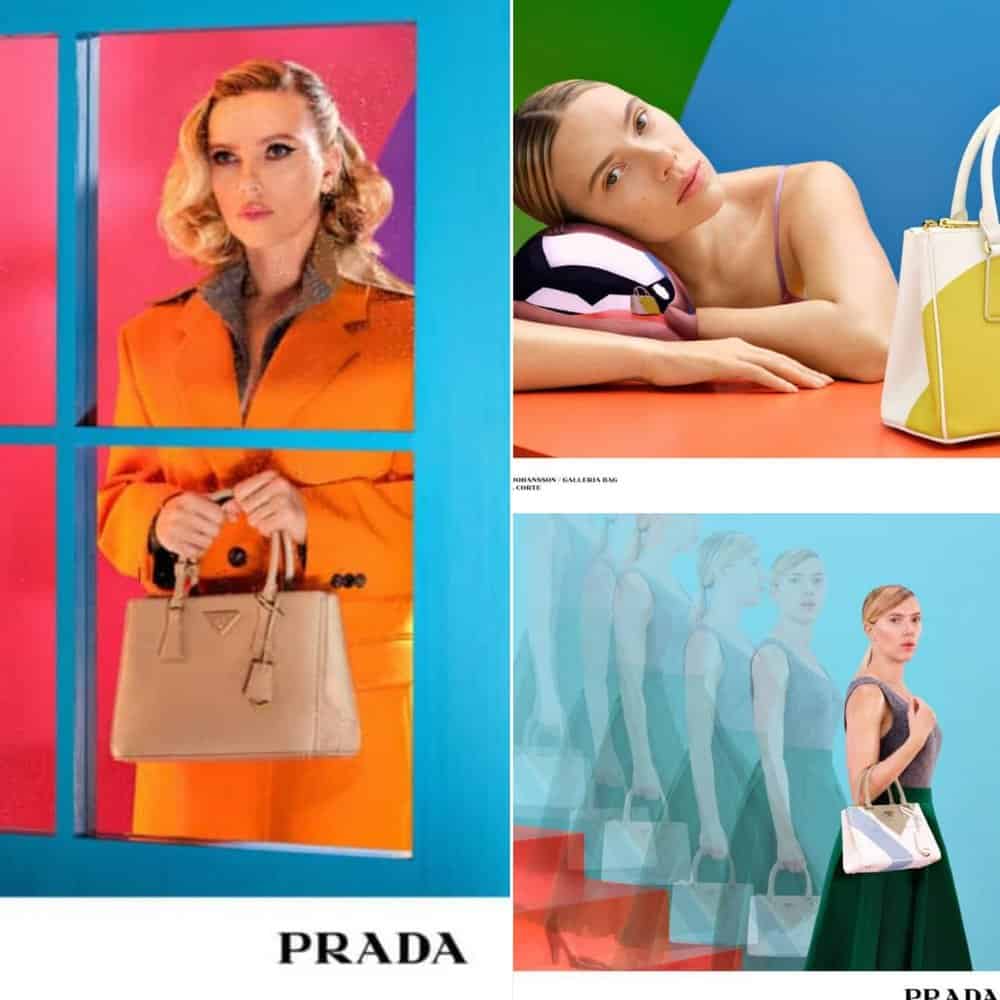 Scarlett Johansson Stars In Prada's Vibrant Galleria Handbag Campaign For Summer