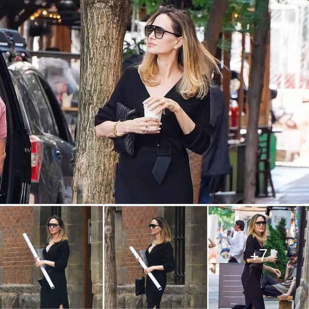 Angelina Jolie Dazzles In A Chic Black Dress While Strolling Through New York City