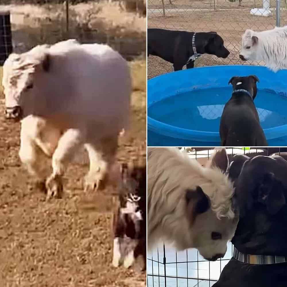 Woman Surprised By Tiny Cow’s Canine Like Behavior