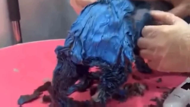 Theo, an artist known for his bold blue ...