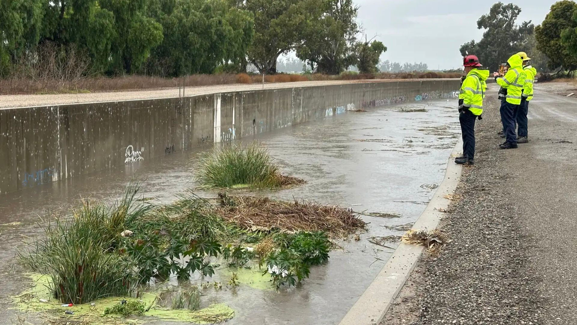 A crew from Ventura County Public Works,...
