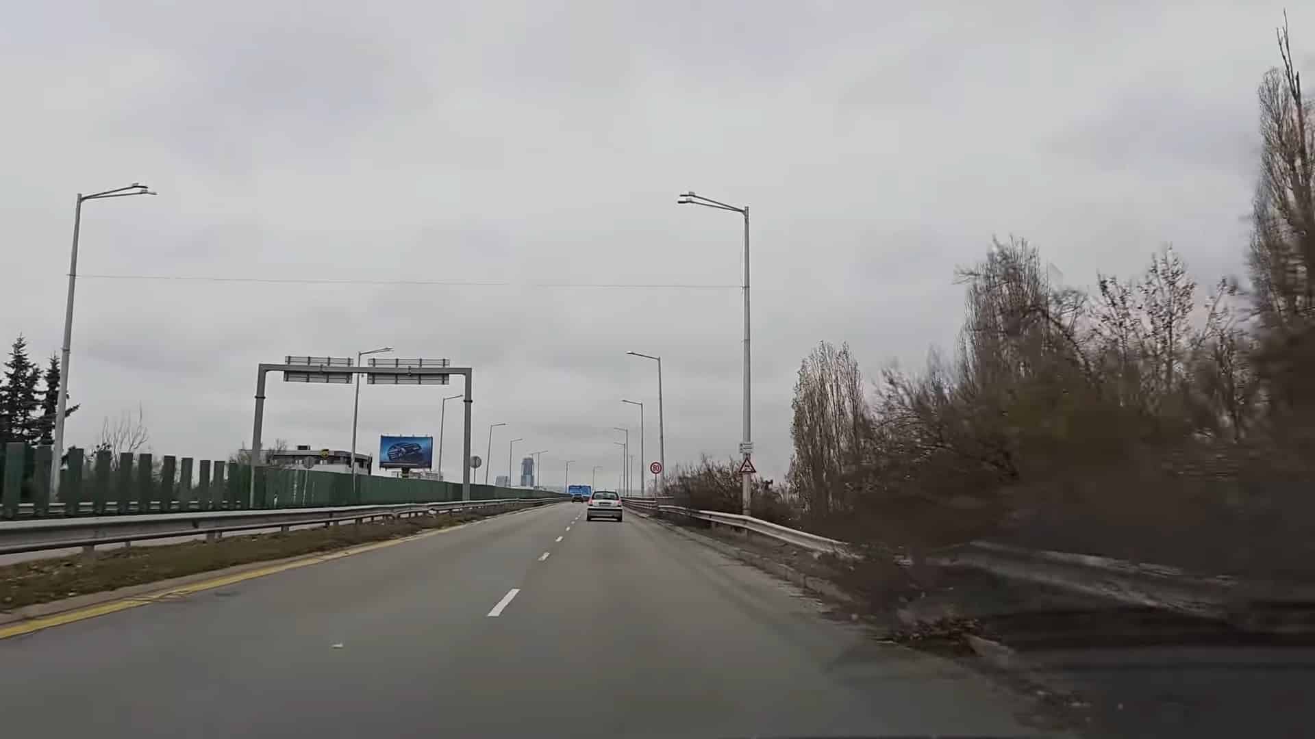 Once in his car, the puppy, still fright...