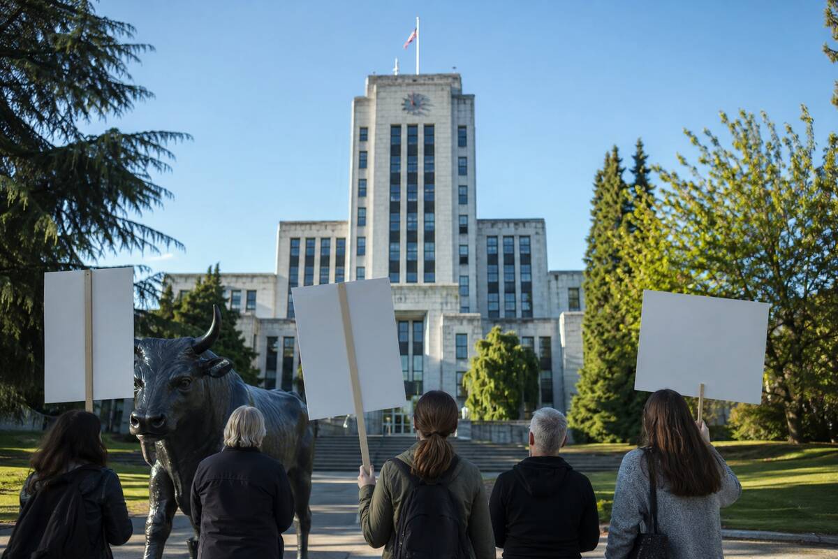 A small group of animal-welfare advocates outside Vancouver City Hall