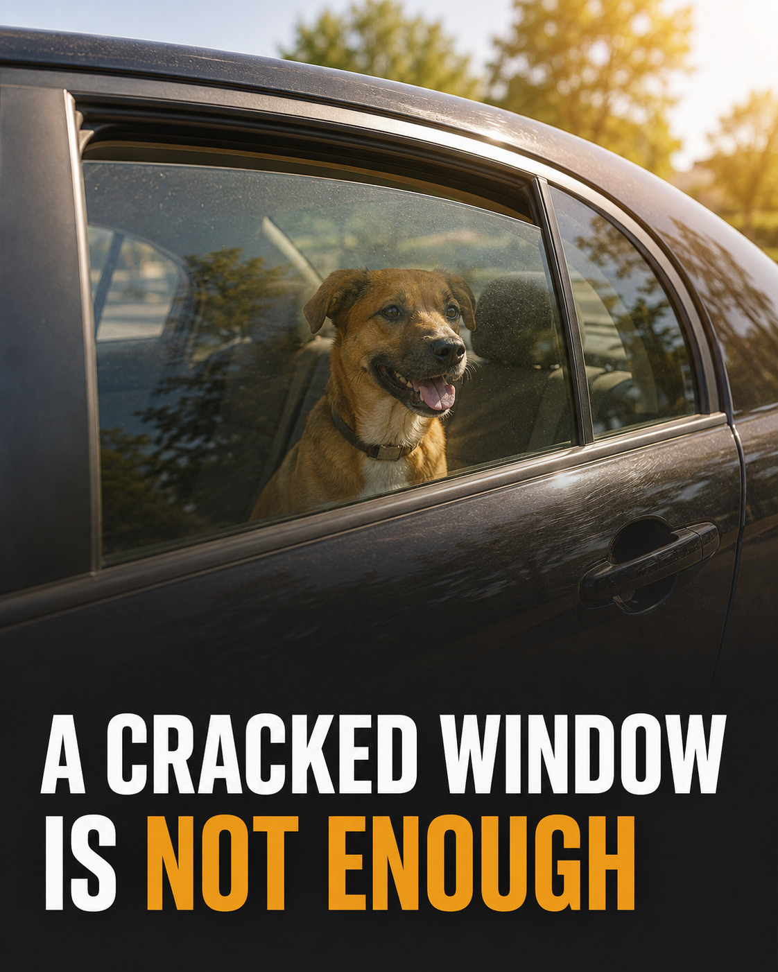 Dog visible through a partly open car window