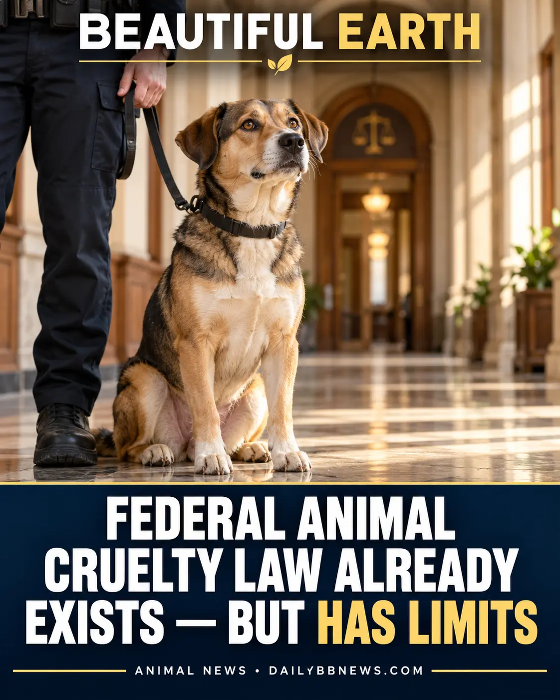 Rescued dog beneath the headline Federal animal cruelty law already exists but has limits